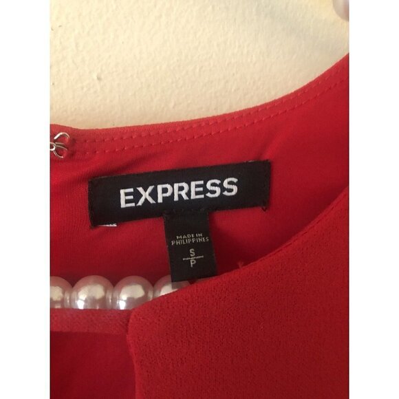 Express Womens Size Small Red Shift Dress Bell Sleeves Keyhole Opening - Picture 5 of 5
